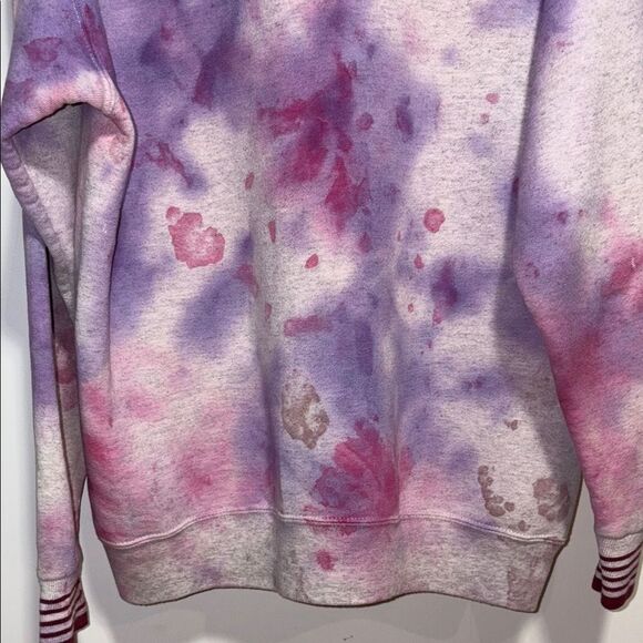 Pink and Purple Tie-Dye Sweatshirt with Ribbed Crew Neck - Picture 6 of 7